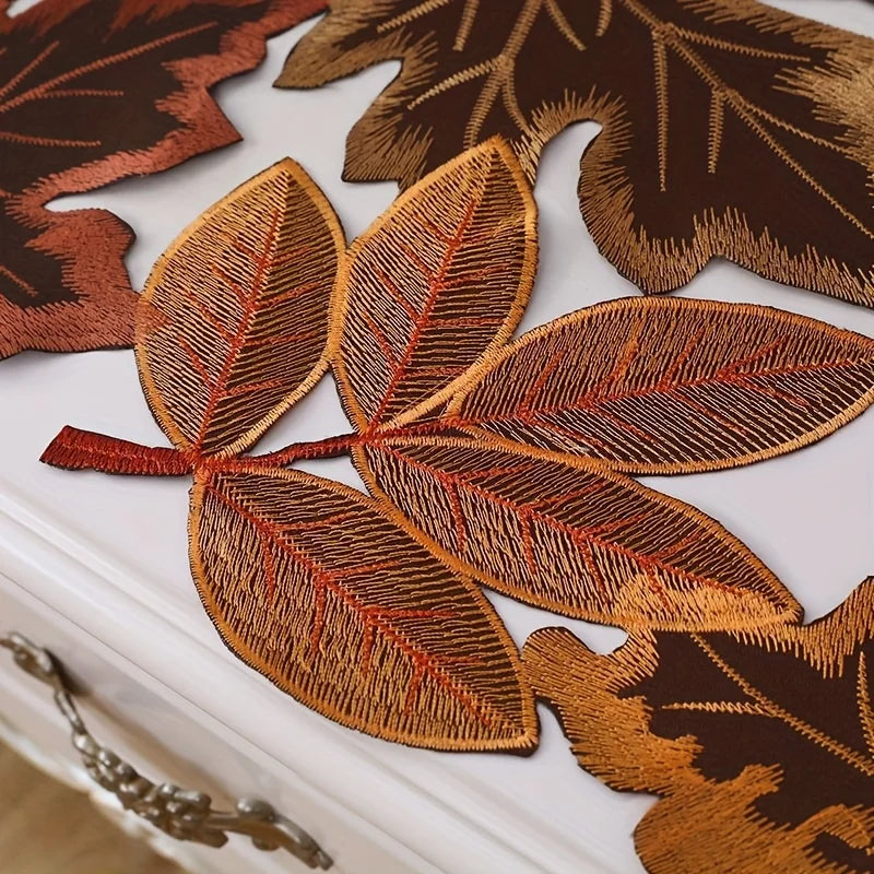 Embroidered Maple Table Runner