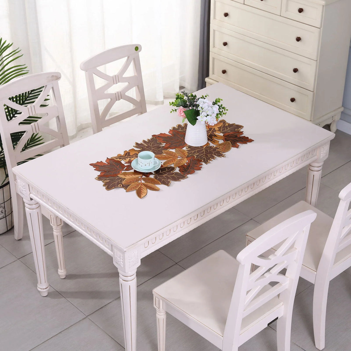 Embroidered Maple Table Runner